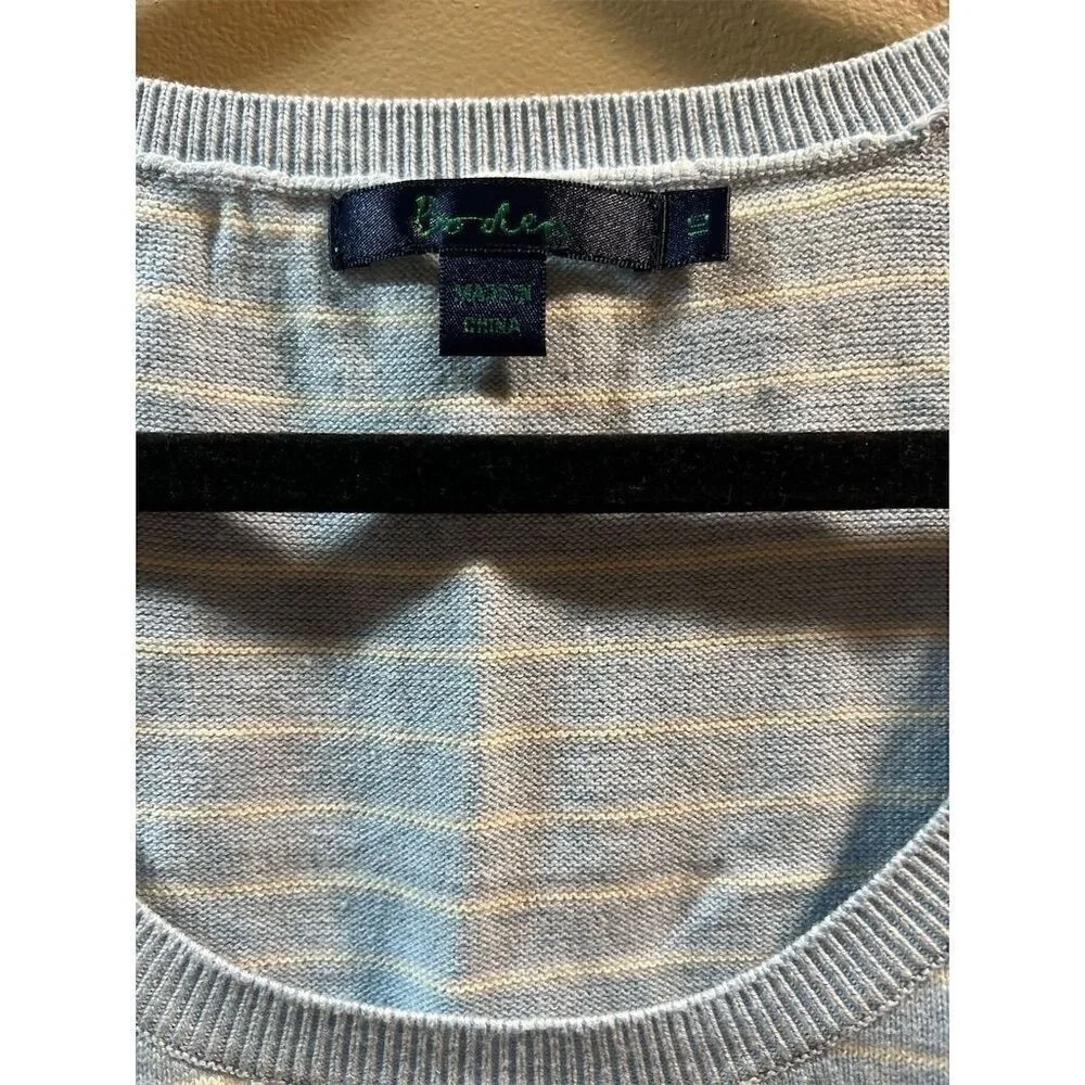 Boden Women's Knit Sweater Vest Size 10 Heathered Blue/White Sleeveless